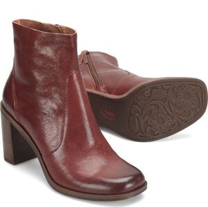 Burgundy Leather Ankle Boots